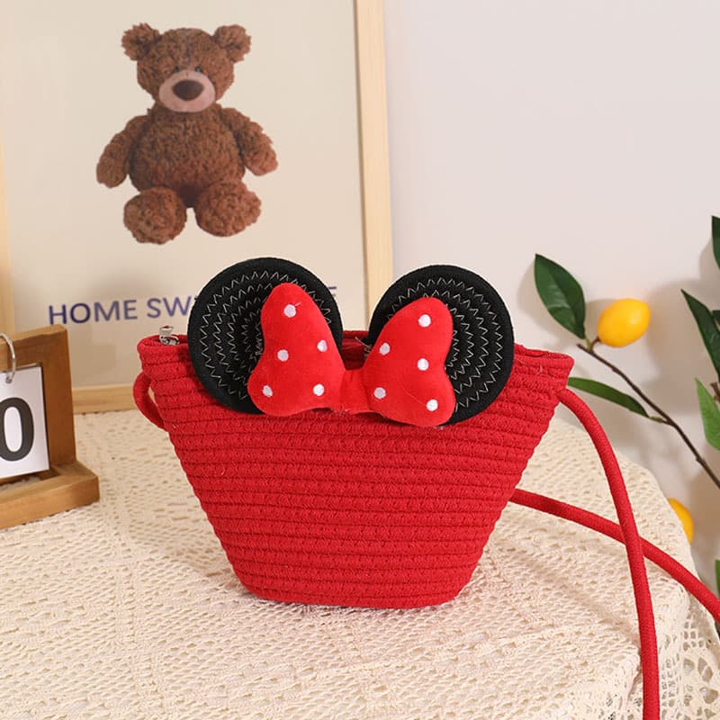 Cute Mickey Crossbody Bag for Women, New Cartoon Cotton Knit Bag, Shoulder Bag