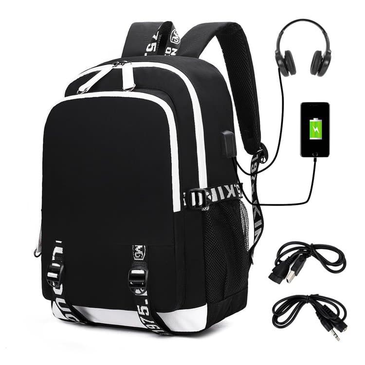 Cross-border New USB Backpack, Heat Transfer Printing, Waterproof Backpack for Middle and High School Students