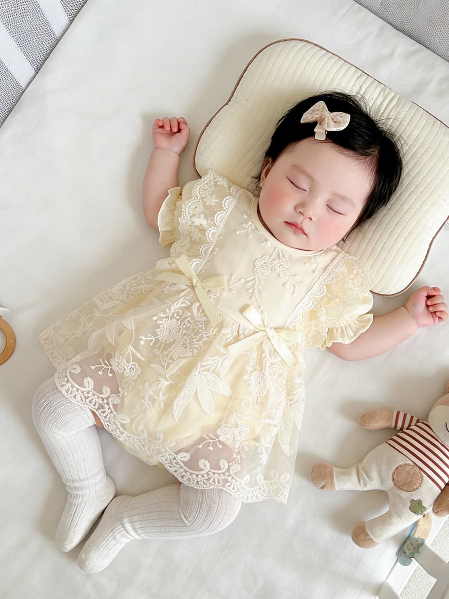 Baby Girl Summer Dress Bodysuit Newborn Romper Princess Outfit with Diaper Cover