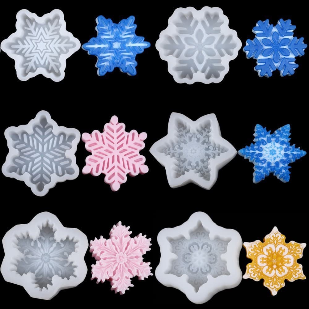 DIY Fondant Cake Baking Mold Ice Tray Mold Various Snowflake Scented Candle Molds Diffuser Stone Ornaments Silicone Mold