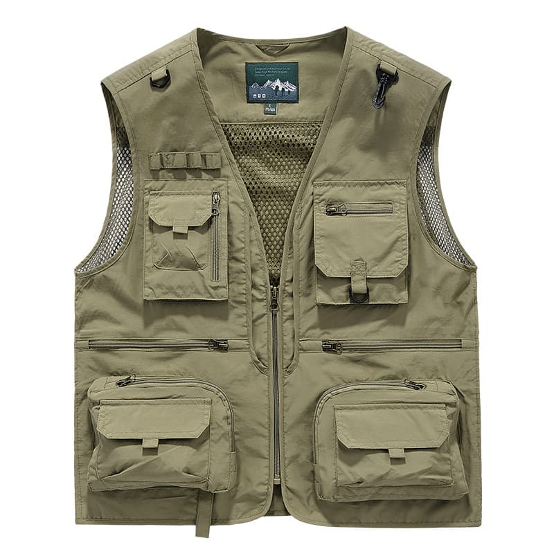 Vest, custom-printed with logo, for photographers, directors, outdoor hiking promotional vests, multi-pocket work clothes.