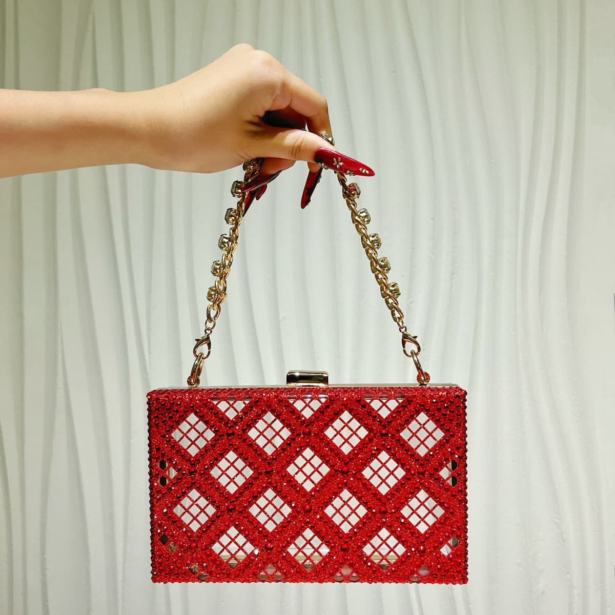 New diamond-encrusted handbag, high-end clutch bag, chain shoulder bag, socialite dinner bag, transparent crossbody bag for women