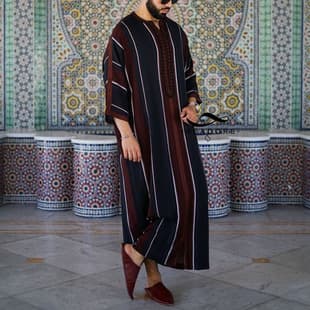 2021 Black Thin Striped Print Loose Fit Stock Long Shirt Stock