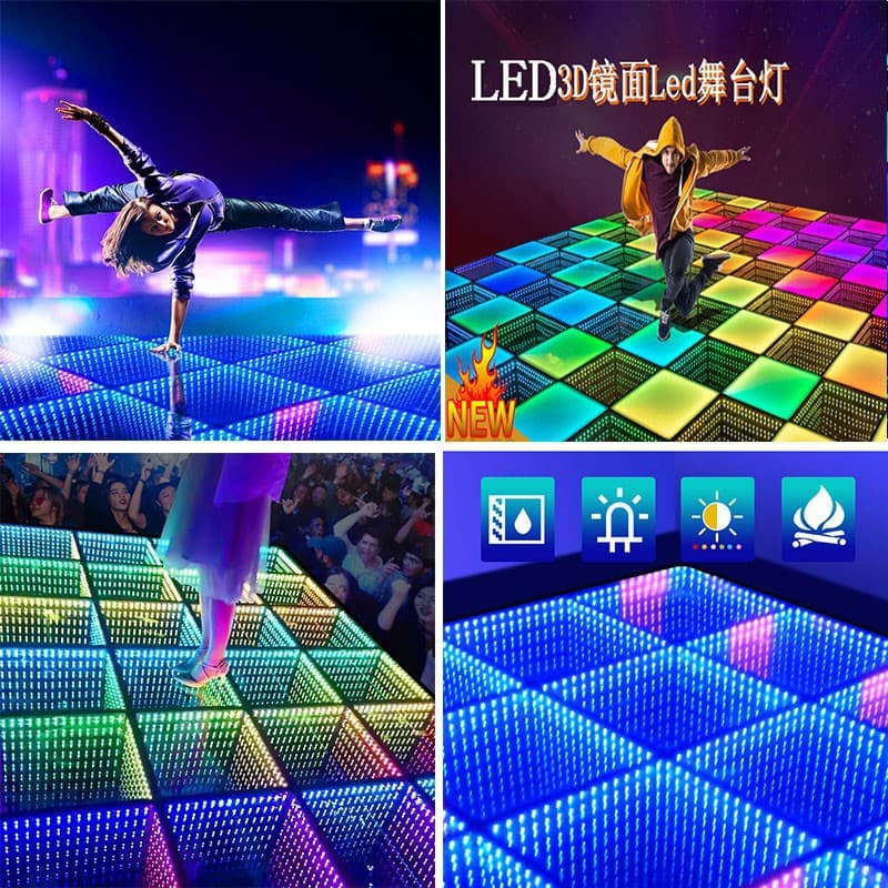 Tempered Abyss Mirror Light Neon Background Wall Floor Tile Light for Bars and Stages Full-Color Externally Controlled Sensor Floor Lamp Outdoor