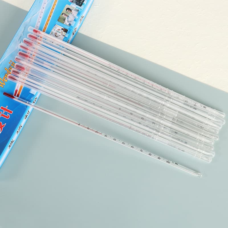 Red Liquid Kerosene Glass Thermometer 0-50-100-200°C 30cm Rod-Type Red Mercury Thermometer for Agricultural Temperature Measurement