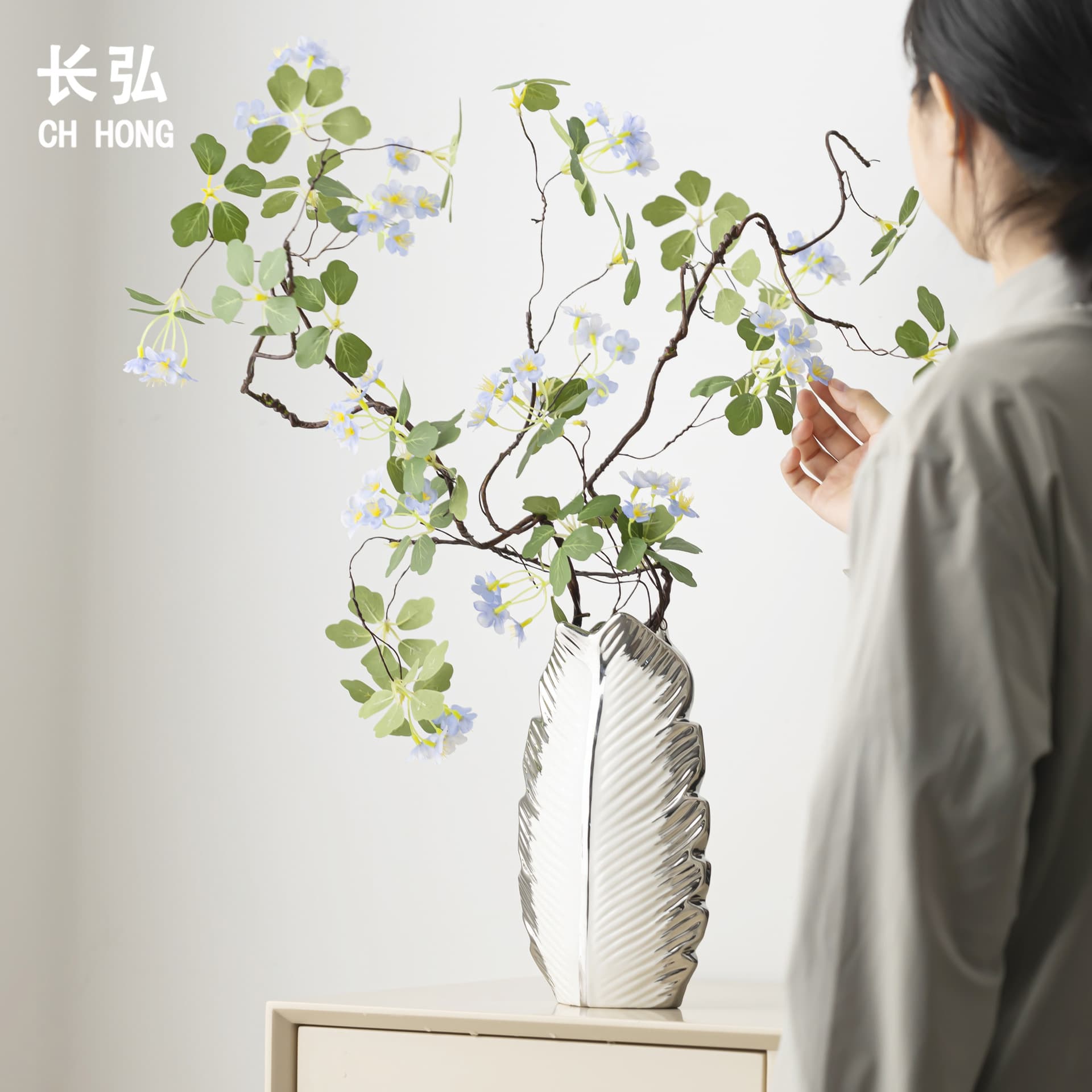 Changhong Nordic Electroplated Vase Desktop Decoration Hydroponic Flower Vase Creative Home Showroom Cross-border Ceramic Flower