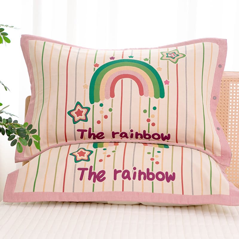 Pure cotton gauze pillowcase, Class A 48x74cm, snap-button design, all-season adult pillow cover for home use.