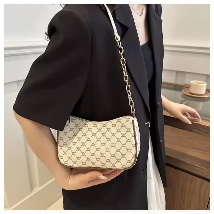 Trending 2025 Best-Selling Retro Print Women's Bag, Fashionable High-End Crescent Shoulder Bag, Simple Versatile Underarm Bag