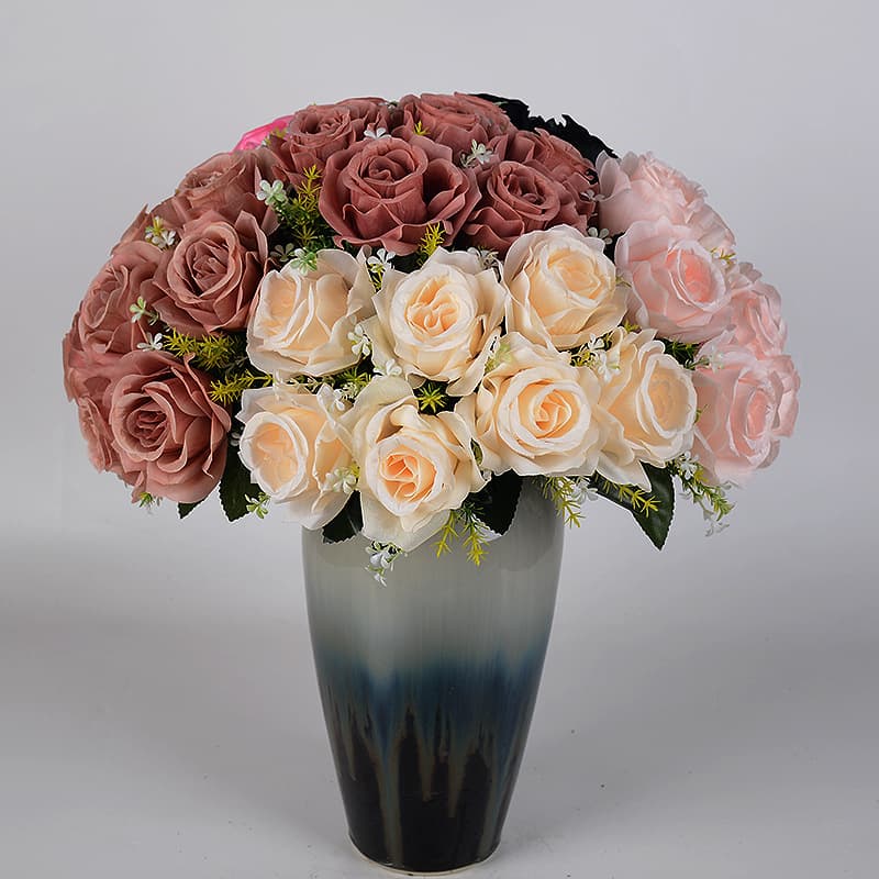 Cross-border Hot-selling Artificial Rose Bouquet Wedding Bouquet Living Room Desktop Decoration Handmade Fake Flower Silk Flower Wholesale