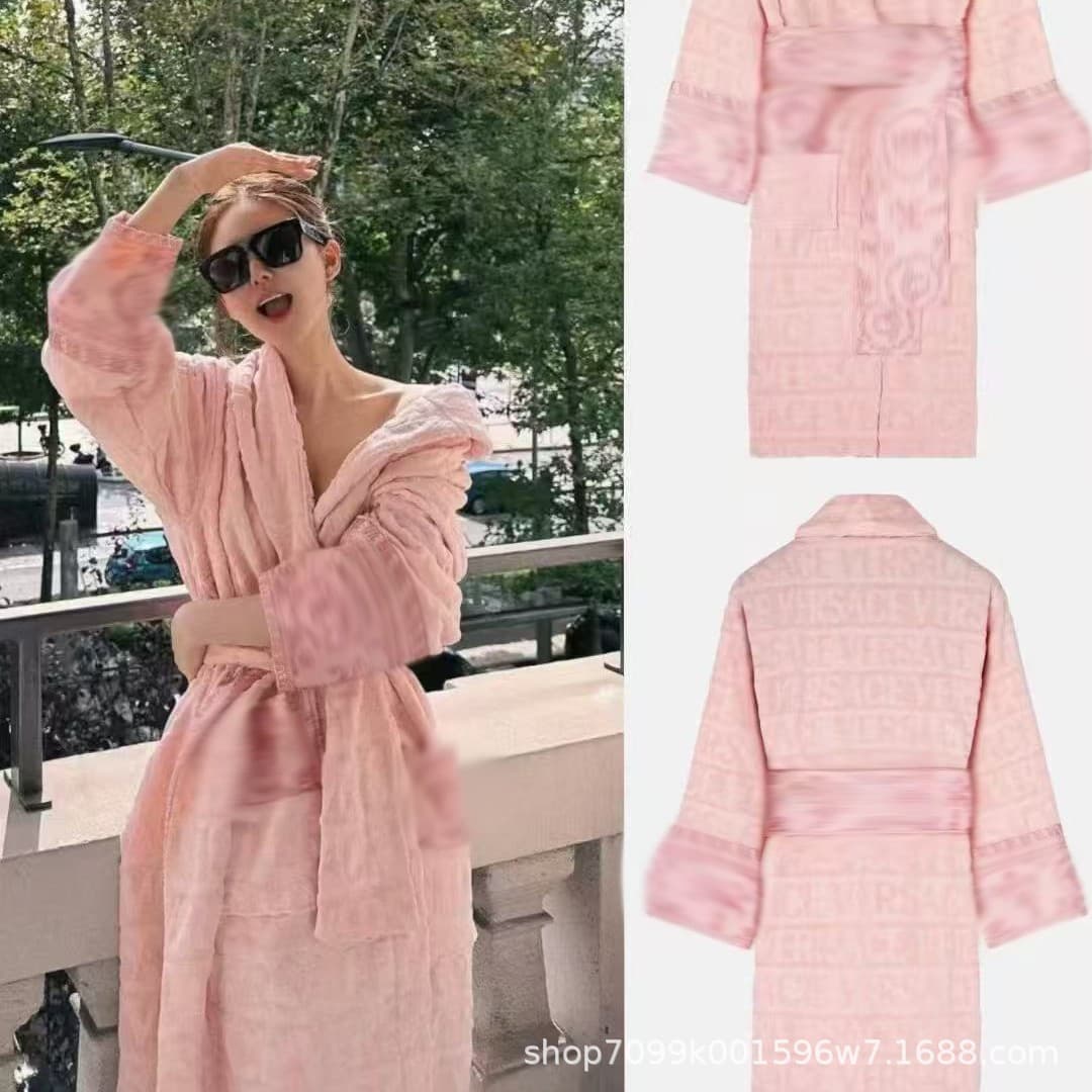 Pure Cotton Cut Terry Bathrobe for Men and Women, Thickened Autumn and Winter Couple Bathrobe, Long Sleeve Sleepwear, Cross-Border Export