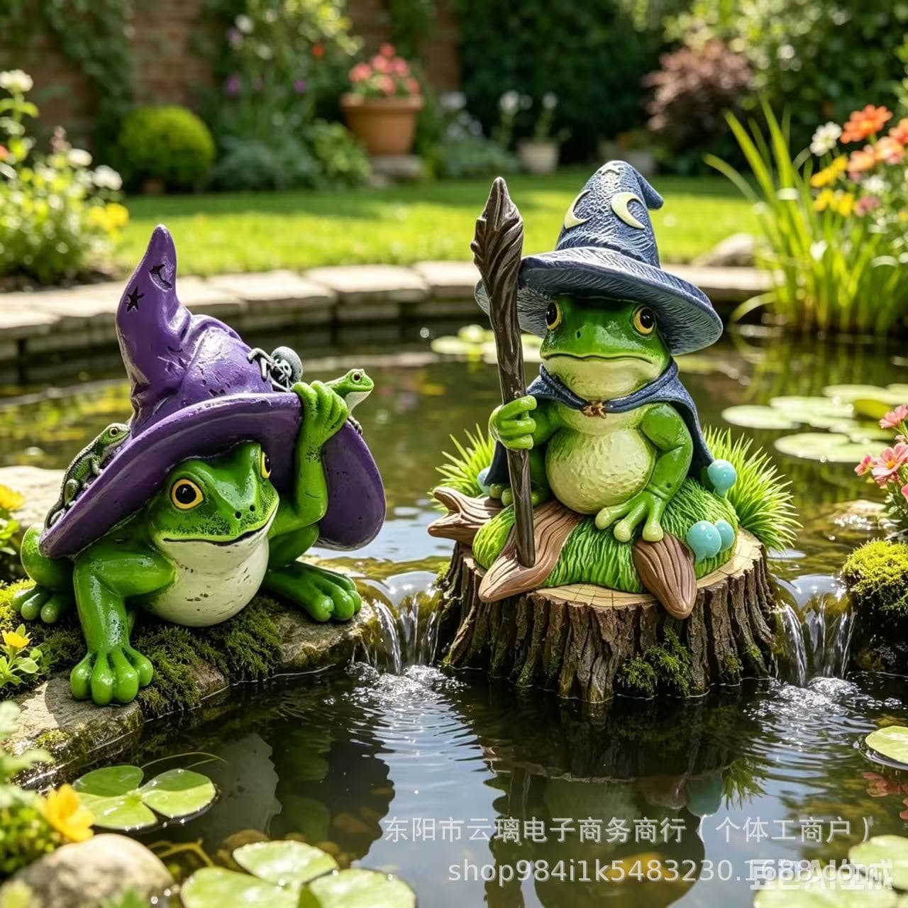 Cross-border New Bob-Cut Frog Statue Magic Hat Frog Statue Garden Courtyard Home Decoration
