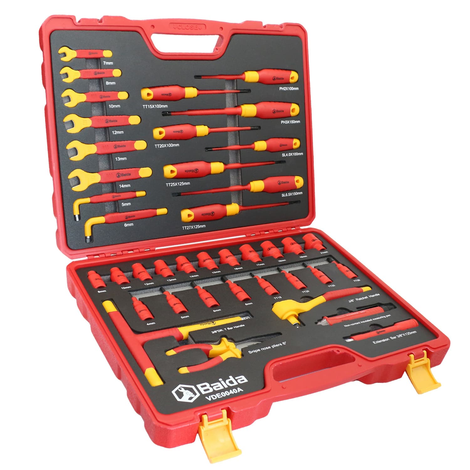 New Energy Vehicle Repair Insulation 1000V Tool Set 40-Piece High-Quality Insulated Tool Kit