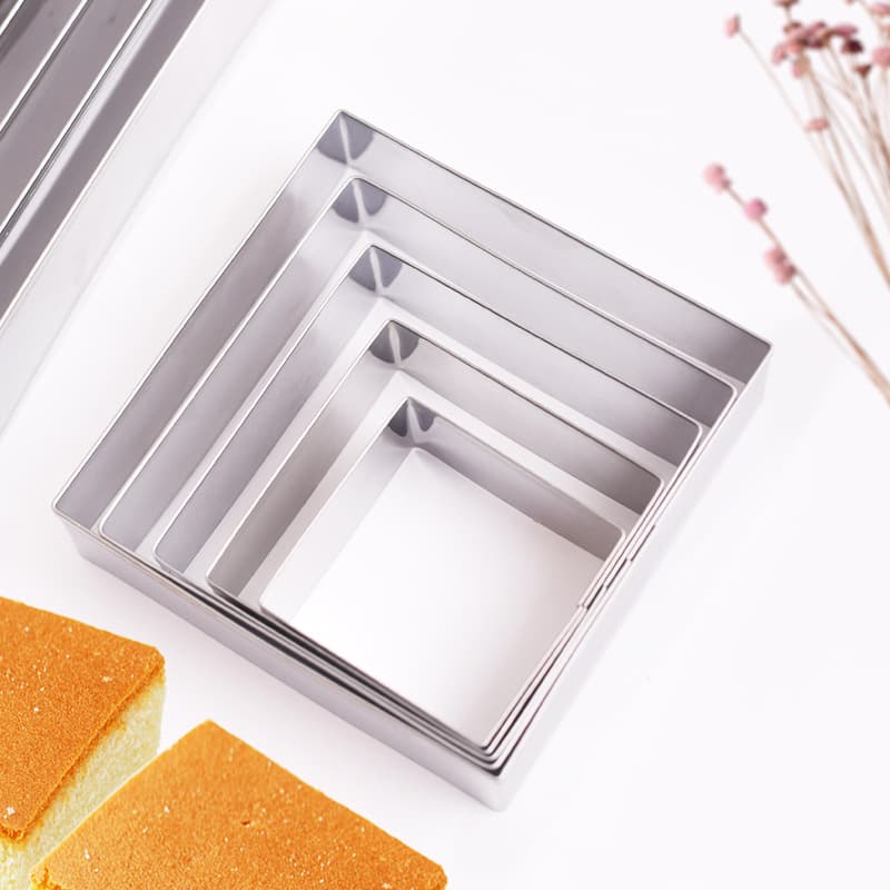Factory Wholesale Stainless Steel Square Cookie Cutter Set 5-Piece Cake Cookie Mold Baking Tool