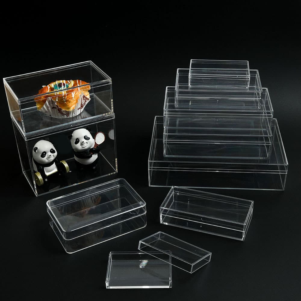 Clear Rectangular Plastic Storage Box with Lid, Acrylic Display Case for Model Cards, Gift Packaging, and Fish Keeping