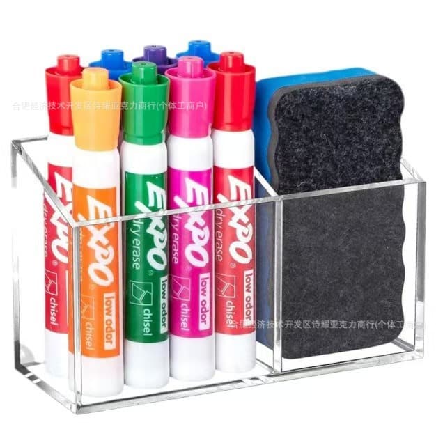 Cross-border Hot Selling Acrylic Pen Holder Box No-drilling Magnetic Dry Marker Storage Box Detachable Office Marker Stand