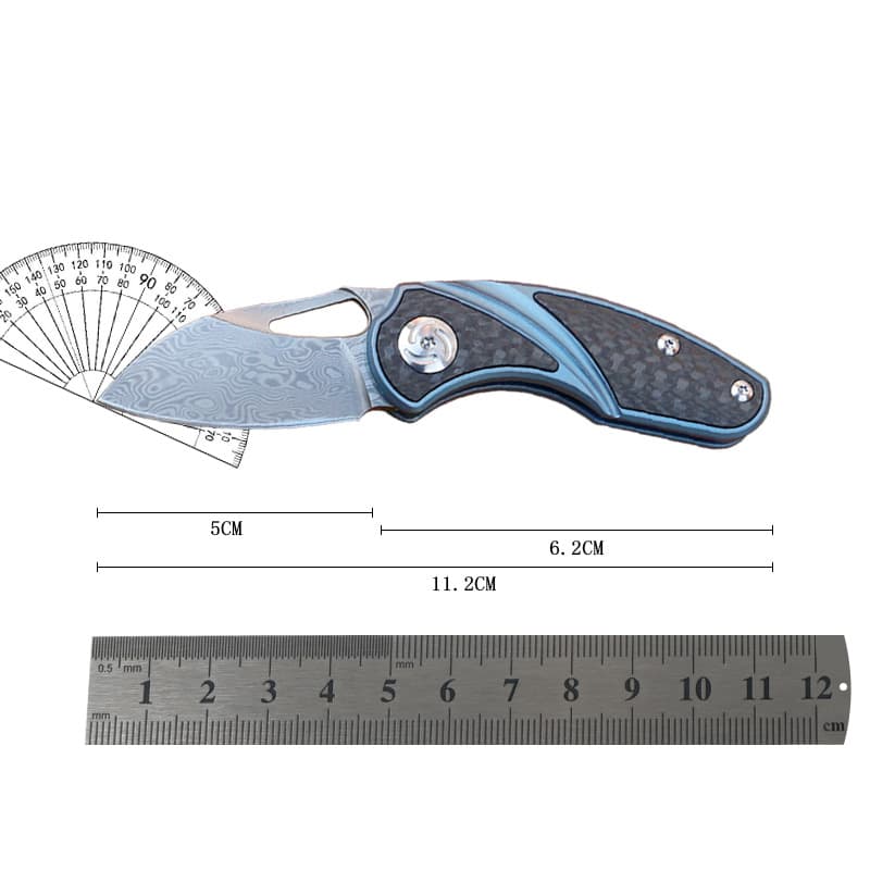 Cross-border supply outdoor folding knife mini knife Damascus folding knife titanium handle carbon fiber S35VN Yangjiang knife