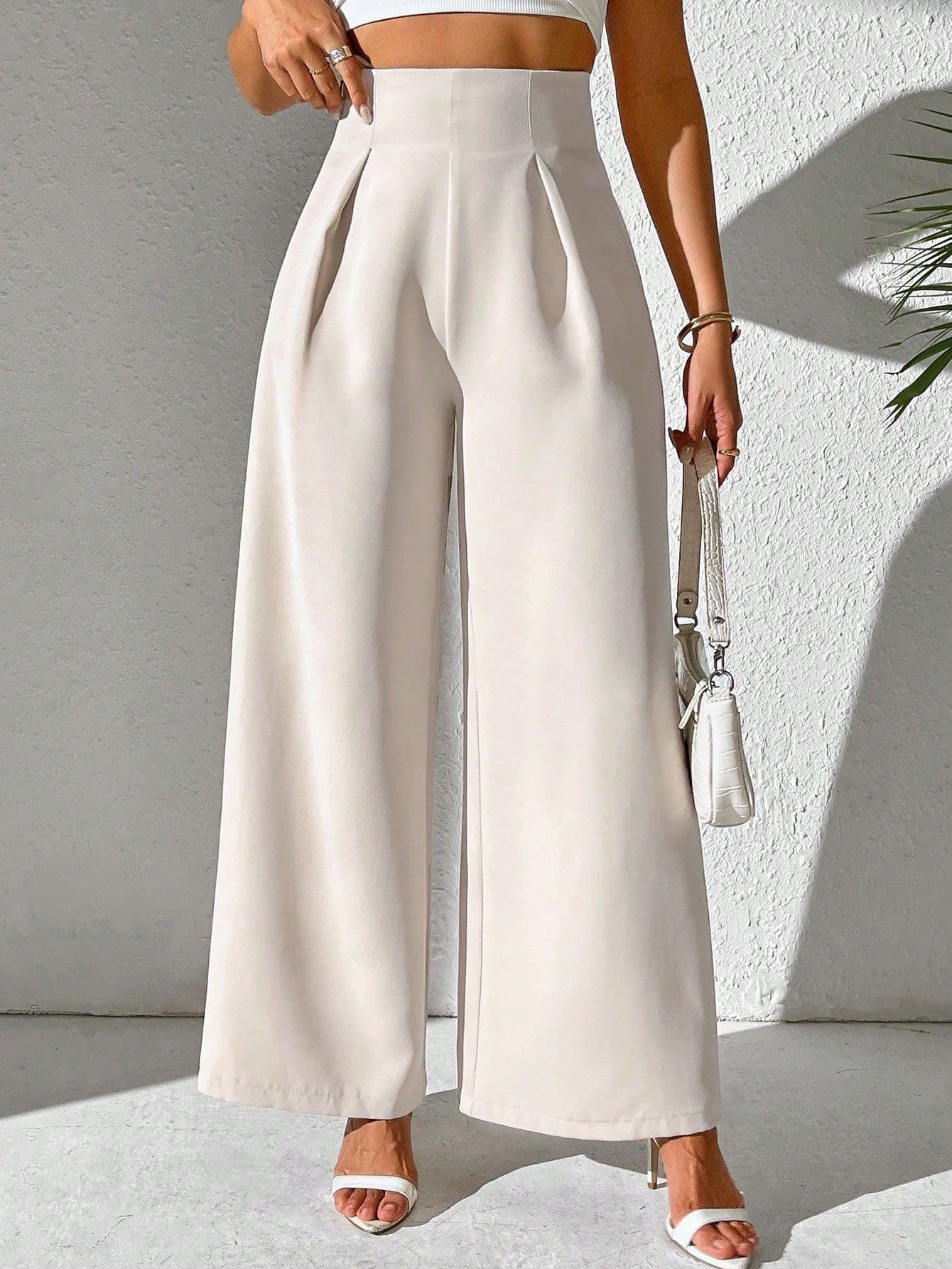 2026 European and American Women's Fashion Cross-border Trade New Elegant Solid High-waist Draped Wide-leg Formal Trousers Long Pants Suit Pants