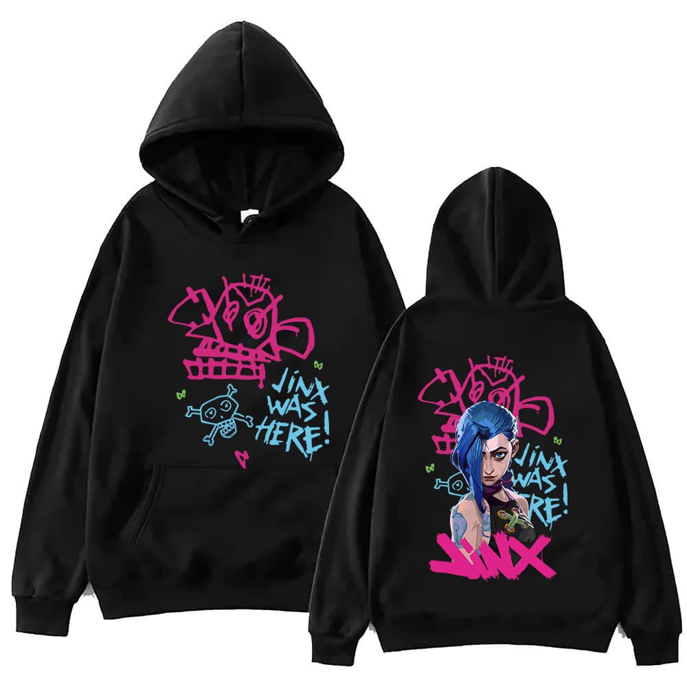 Arcane-Jinx Hoodie Harajuku Hip Hop Pullover  Aesthetic Clot