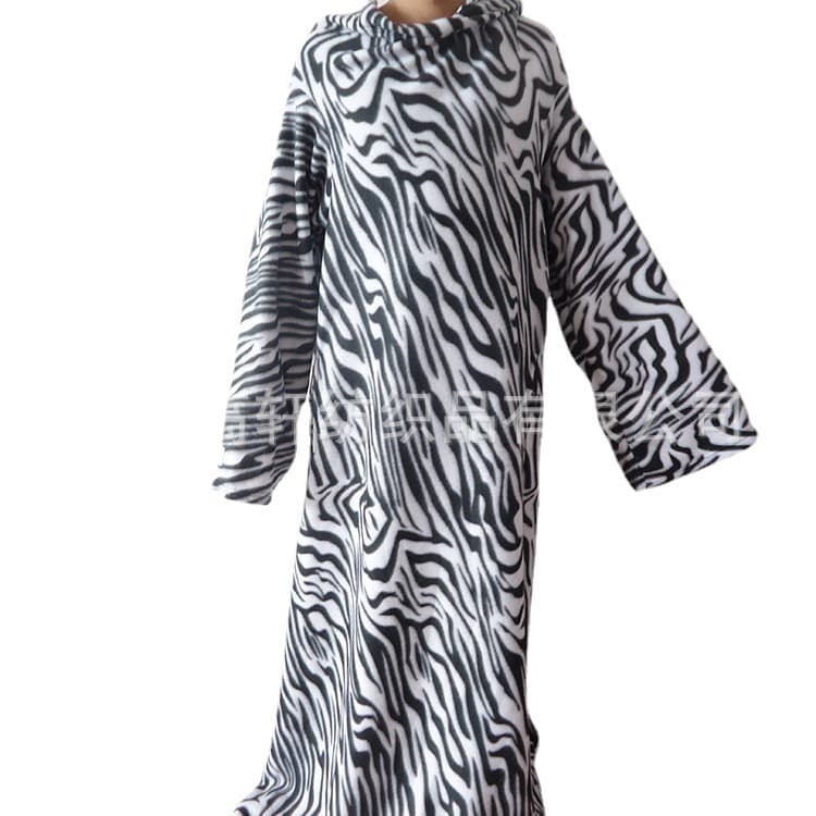 Double-sided fleece printed beanbag blanket, TV blanket, sleeved blanket, wearable sofa casual blanket, warm sleeping robe