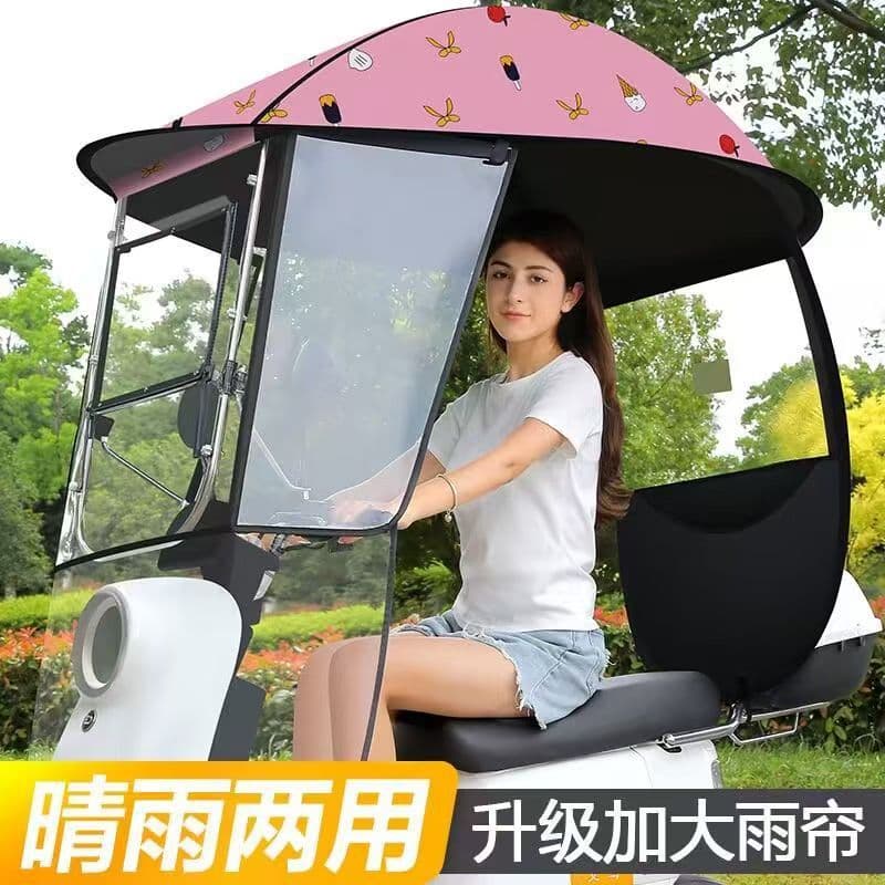 2025 new sun and rain shelters for electric delivery scooters, offering UV and rain protection.