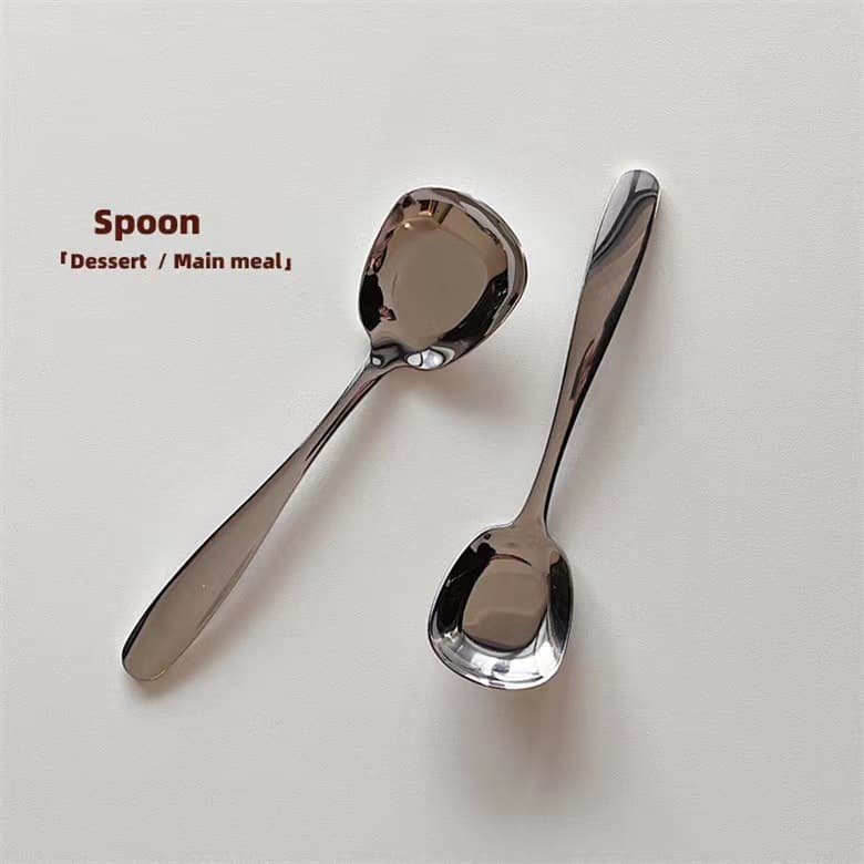 Korean-style popular long-handle spoon, 304 stainless steel tableware, minimalist ins-style exquisite dessert spoon, yogurt spoon, ice cream spoon