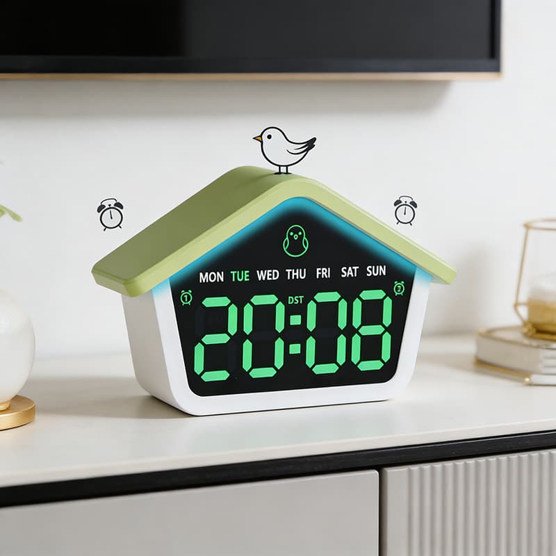 LED electronic clock silent multi-functional clock simple house-shaped alarm clock night light cuckoo clock 6698