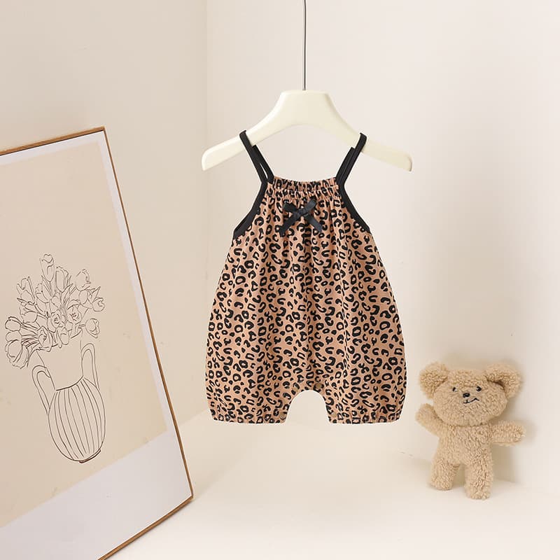New Summer Cute Style Infant Baby Girl Leopard Print Camisole Short Romper Bodysuit