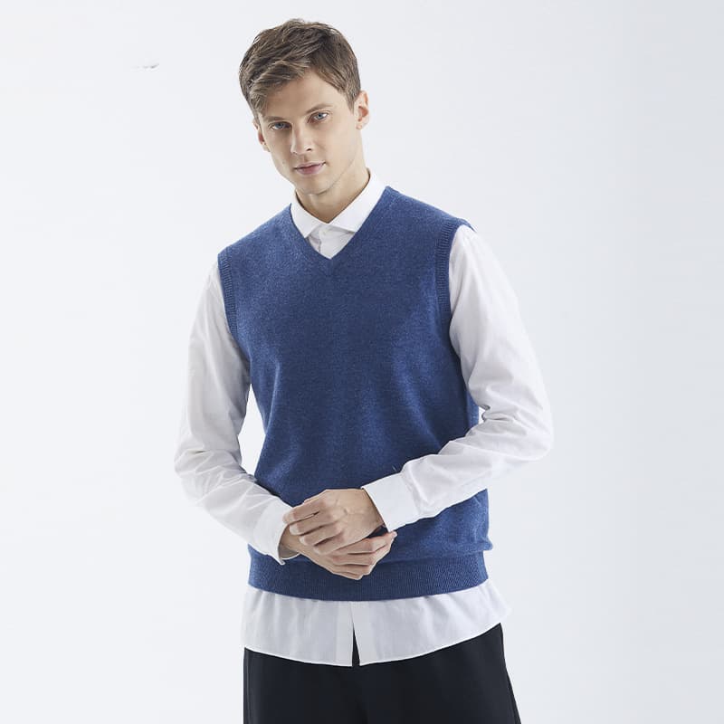 Puyuan Men's Autumn/Winter New Style Sweater YM122 Business V-neck Vest, Versatile Knitwear for Men