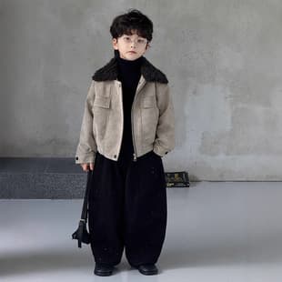 Boys Faux Fur Collar Jacket 2025 Autumn Winter New Quilted Leather Coat Cool Trend Drop Shipping
