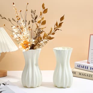 Fresh Simple Creative Wave Pattern Mouth PE Plastic Vase Flower Arrangement Hydroponic Vase Bedroom Living Room Decoration Ornament
