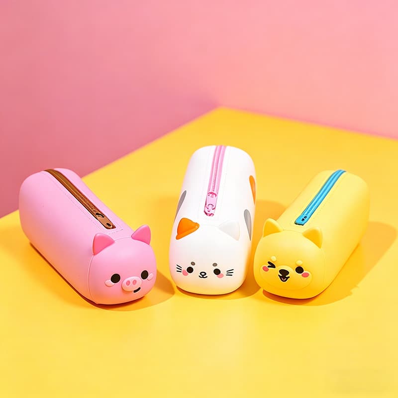 Silicone Pencil Case Animal Pig Storage Pencil Box for Elementary Students Gift Marker Pen Cross-Border Certification