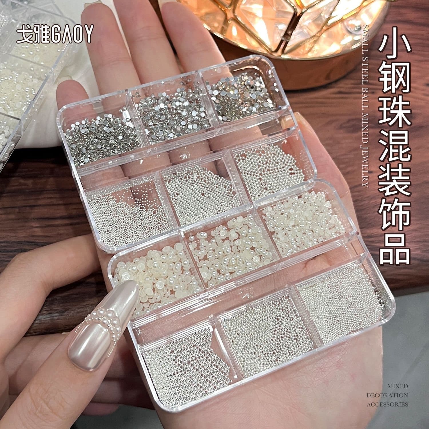 Best-selling Nail Art Mini Pearl Steel Ball Decorations, High Quality High Shine Mixed Flat-Back Round Rhinestones for Nails, Fade-Resistant