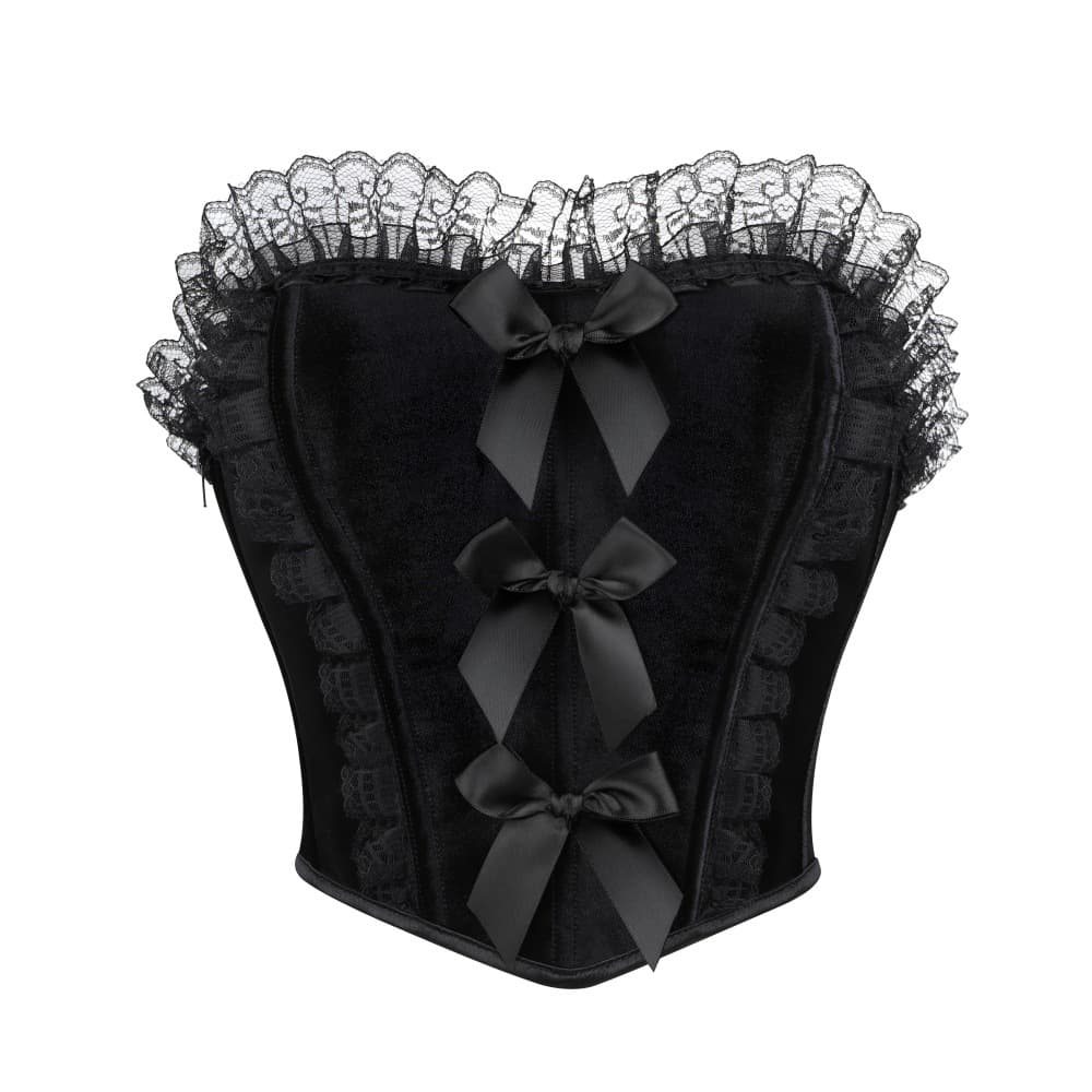 New Women's Corset Top, Fitted Bustier with Bow, Velvet Shapewear for Waist and Tummy Control