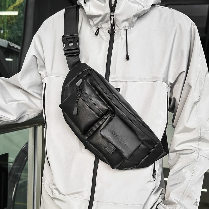 Cross-border functional cycling chest bag, men's trendy brand, 2025 new style, simple crossbody bag, tactical commuting backpack, sports waist bag