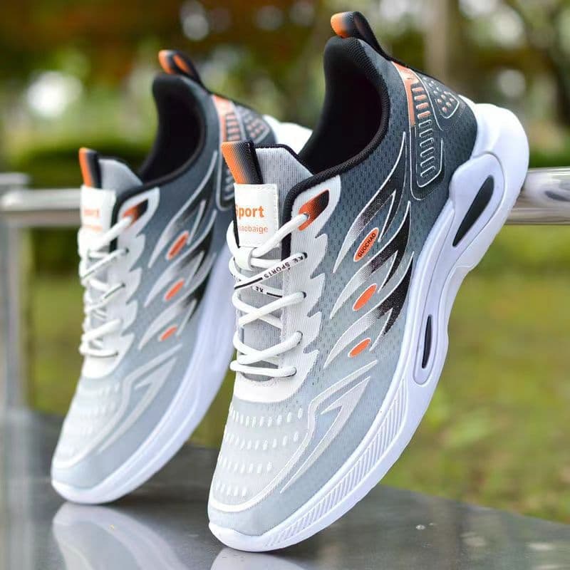 Men's Sports Shoes Fashion Trendy Flyknit Breathable Color-Block Shoes Outdoor Travel Simple Running Shoes