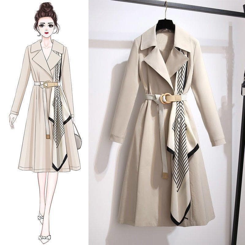 Women's Trench Coat Mid-Length 2025 Fall/Winter New Stylish Age-Defying Plus Size Loose Slimming Elegant Ladies Outerwear Trend