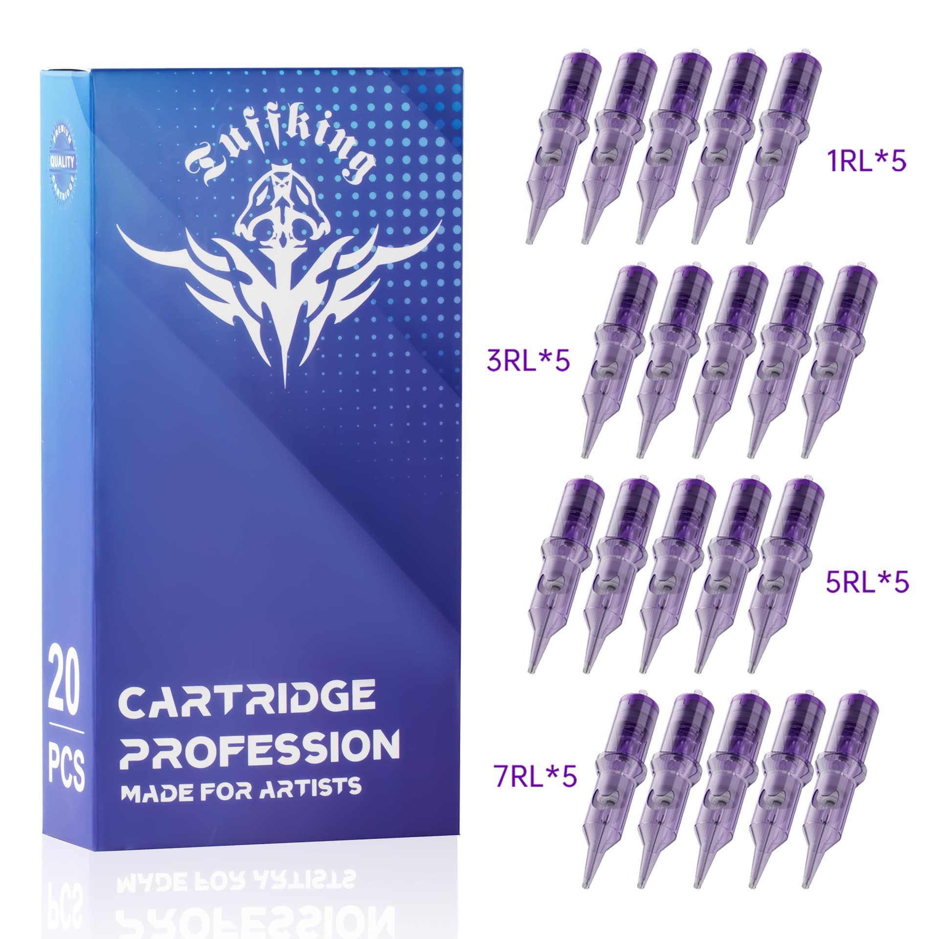 Tuffking Tattoo Crescent Purple Needles for Lining and Shading, Tattoo Needles, Tattoo Tools, Tattoo Supplies