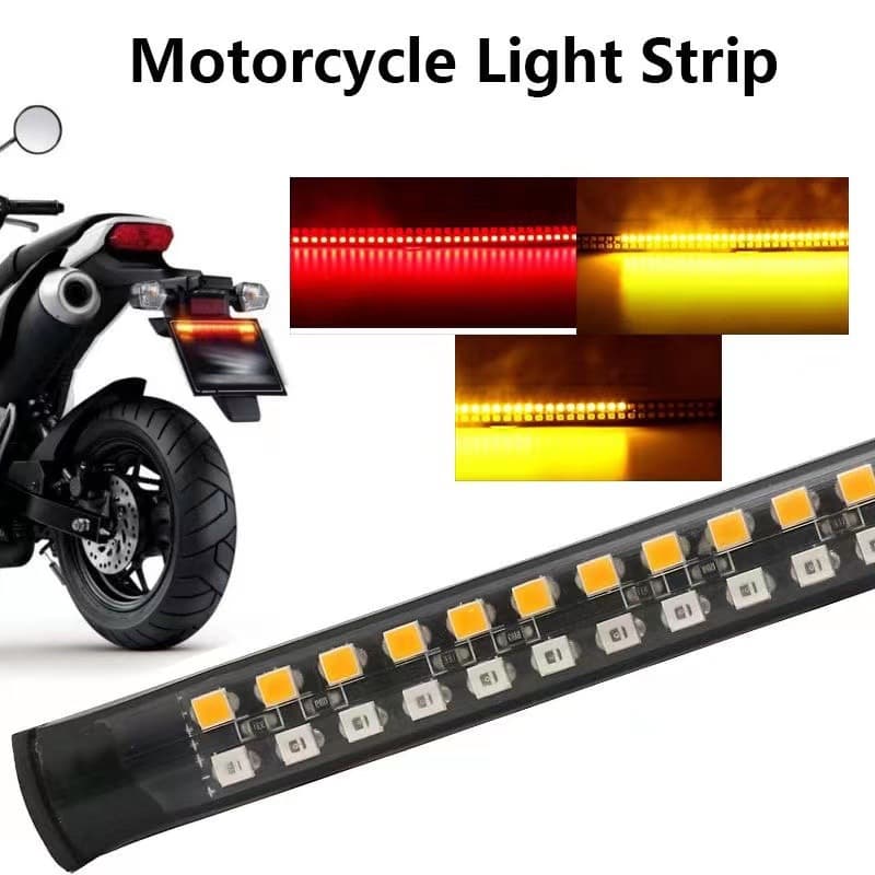 12V Motorcycle Warning Light Bar Tail Light LED Decorative Integrated Light Strip Dual-Color Flowing Turn Signal Brake Light