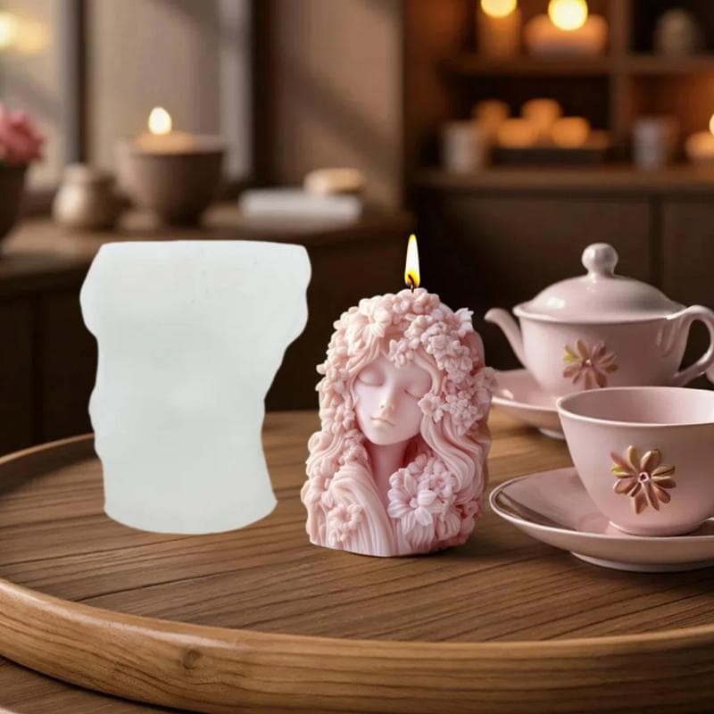 DIY Garden Sleeping Girl Aromatherapy Candle Silicone Mold Beauty-Shaped Candle Silicone Mold Ornament Decoration