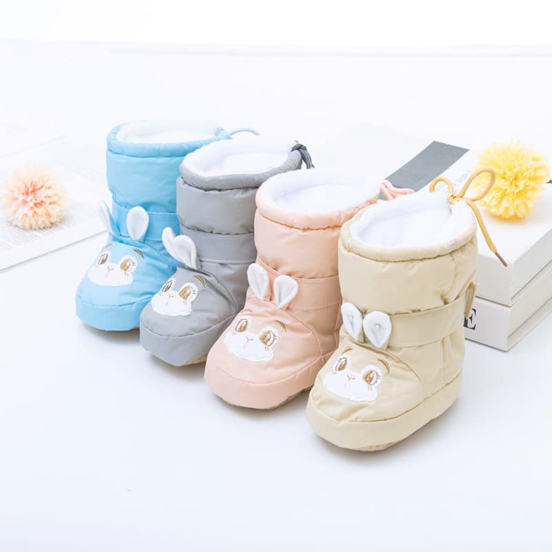 Baby Cotton Shoes 0-1 Year Old Soft Sole Winter Down Cotton Long Boots Warm Learning to Walk Shoes