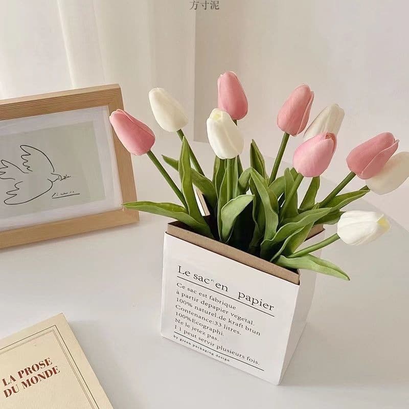 INS Tulip Artificial Flower Fake Bouquet Girly Heart Living Room Dining Table Bedroom Decoration Picnic Photography Prop
