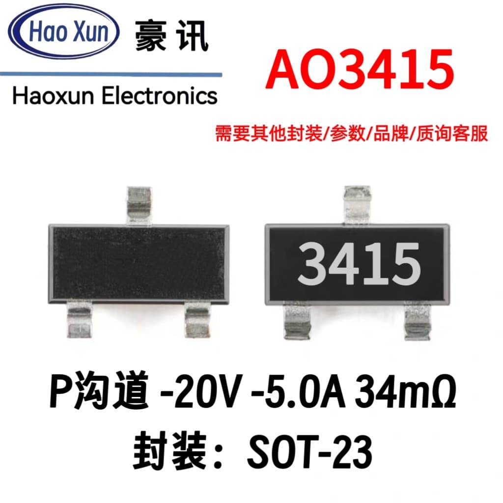 AO3415A 20V 5A P-Channel MOSFET Field Effect Transistor New SOT23 SMD 34mΩ AO3415