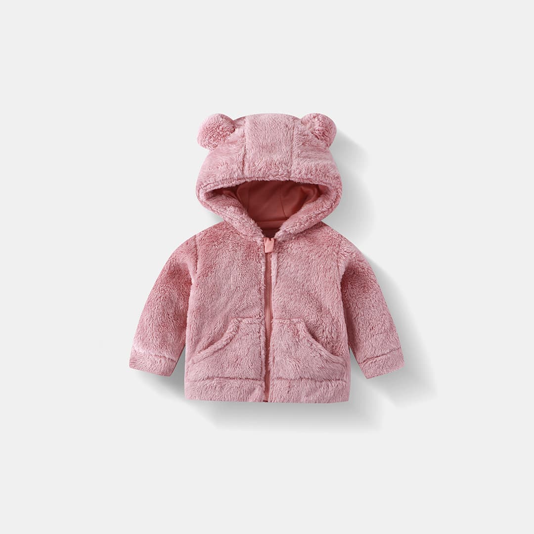 Kids' Fleece Hooded Top, Autumn/Winter Children's Warm Zip-Up Fleece Jacket for Boys and Girls