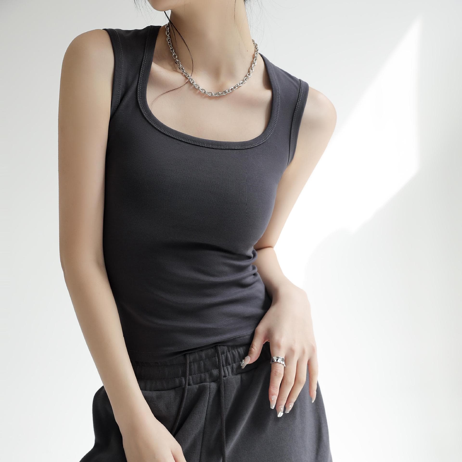 White Pure Cotton Vest Top for Women, Sleeveless Tank Top for Layering Under Suits, Spring Summer Autumn Wear, Trendy Plus Size Blouse
