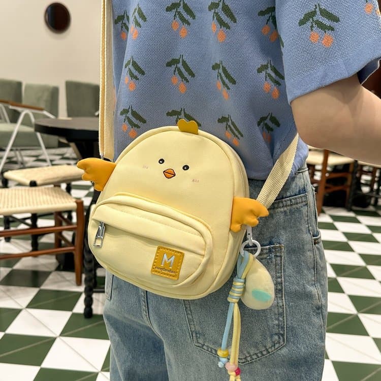 Soft and Cute Crossbody Bag for Women, Ins Japanese Style Adorable Cartoon Chick Phone Bag, Student Children's Shoulder Bag