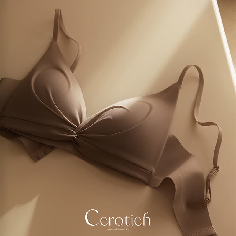 Cerotich Silk French Lingerie Women's Thin 100% Mulberry Silk Bra for Small Bust Push-Up Wire-Free Bra