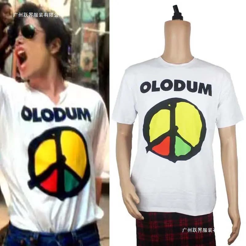 Mike's same style peace and love anti-war short-sleeved OLODUM music trend digital printing loose men's and women's t-shirt