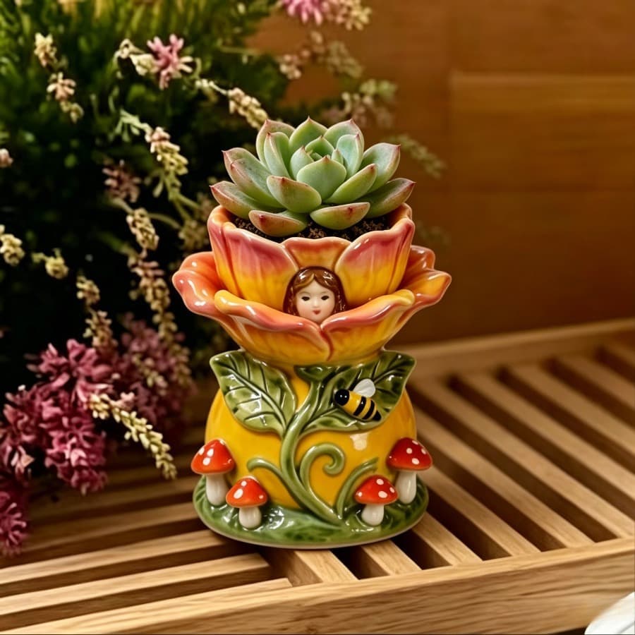 CUBULO Flower Fairy Flower Pot Silicone Mold DIY Resin Plaster Aromatherapy Storage Ornament