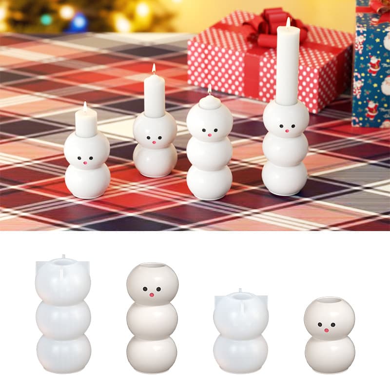 Christmas Snowman Candle Holder Candle Glue Abrasive Multi-layered Ball Villa Candle Holder DIY Gypsum Silicone Mold