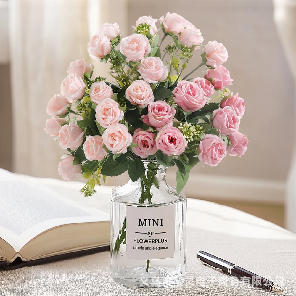 Ins style simulated small rose bouquet home desktop ornaments bedroom living room dining table decoration floral photography props